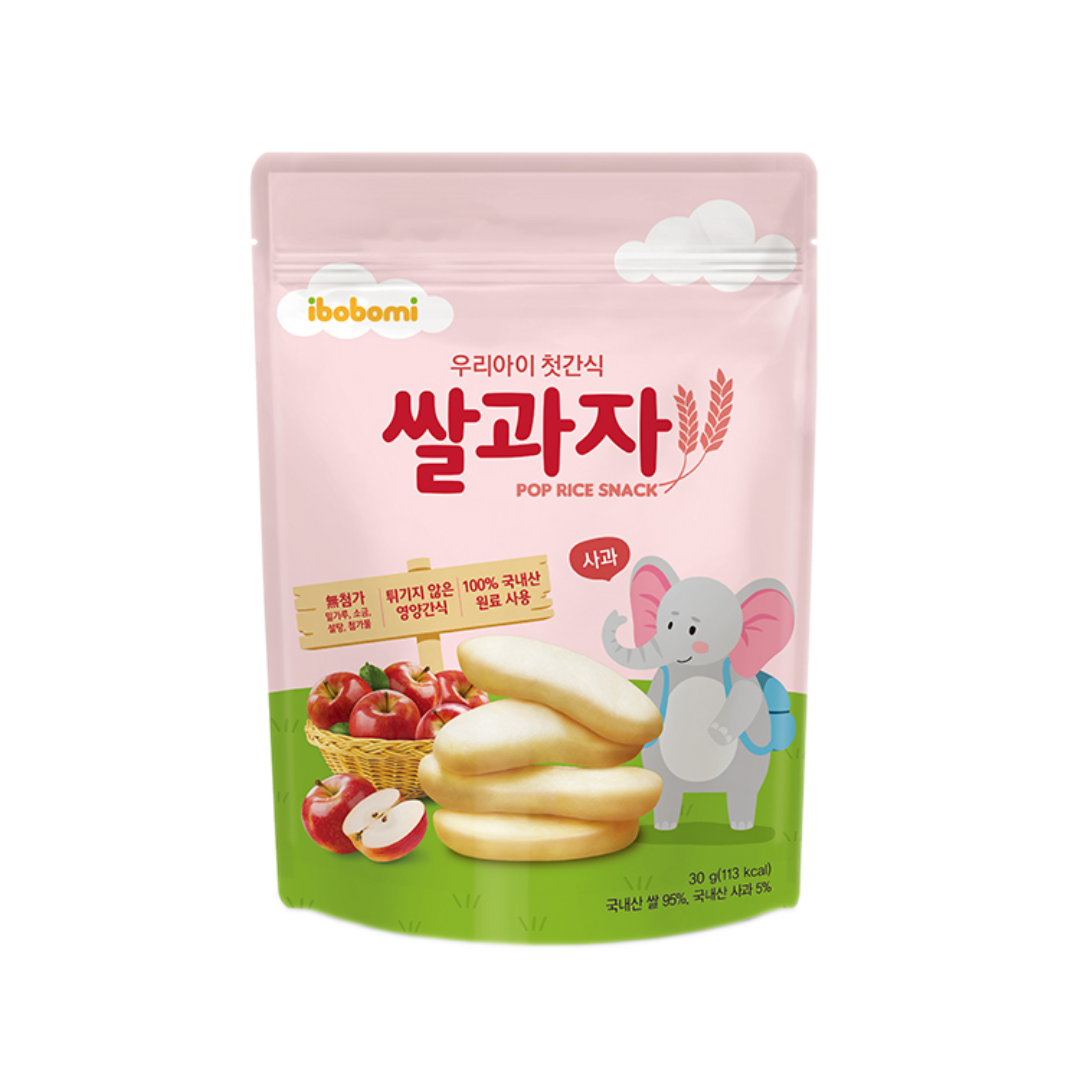 KOREA IBOBOMI ORGANIC POP RICE SNACK - APPLE(1)