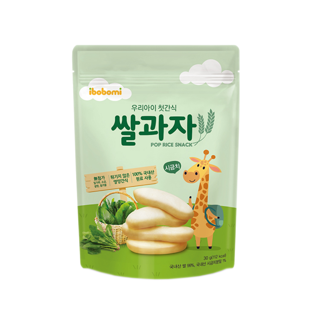 KOREA IBOBOMI ORGANIC POP RICE SNACK - SPINACH(1)