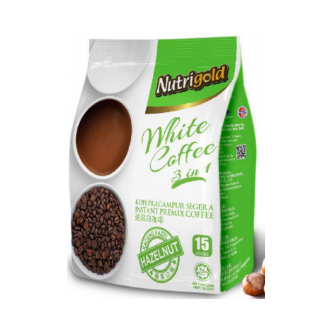 NUTRIGOLD 3IN1 WHITE COFFEE - HAZELNUT (30GX15S)